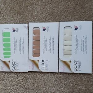 COLOR STREET NAIL PACKS,  LOT OF 3: SWISS AND TELL, KILOWATT & GIZA SANDS, NEW